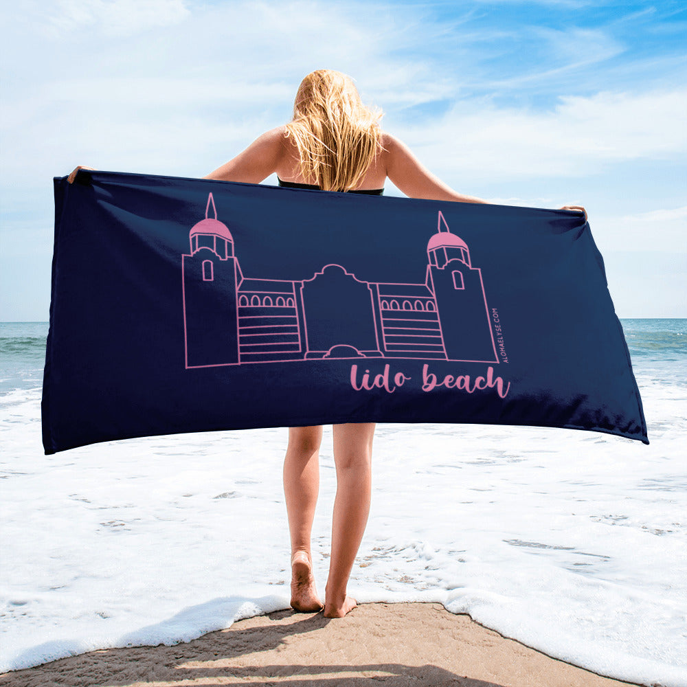 Lido Beach Pink Hotel Beach Towel